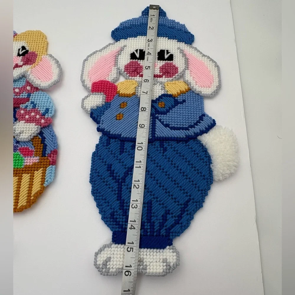 Colorful Handmade Easter Bunny Needlepoint Decor